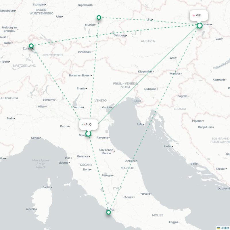 BLQ - VIE route map