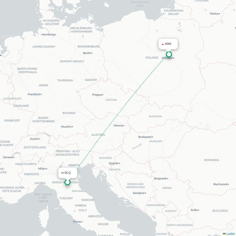 BLQ - WMI route map