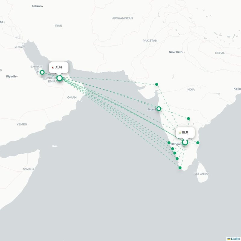 BLR - AUH route map