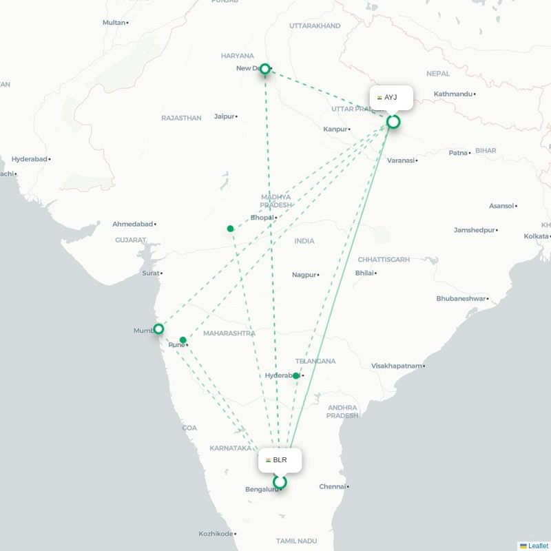 BLR - AYJ route map
