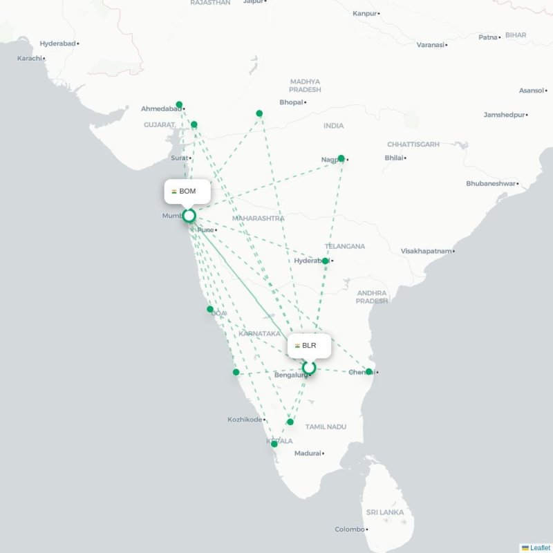 BLR - BOM route map