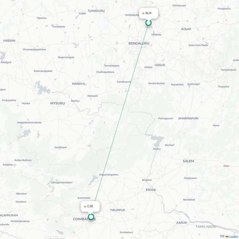 BLR - CJB route map