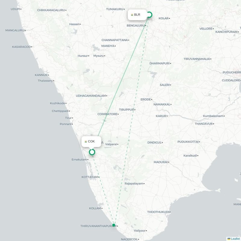 BLR - COK route map