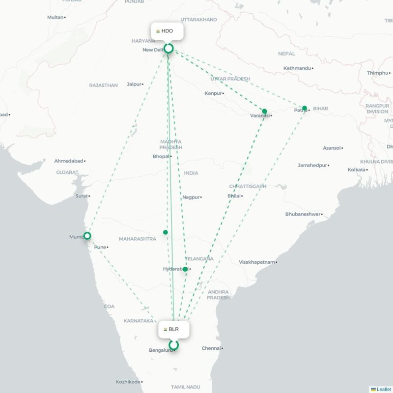 BLR - HDO route map