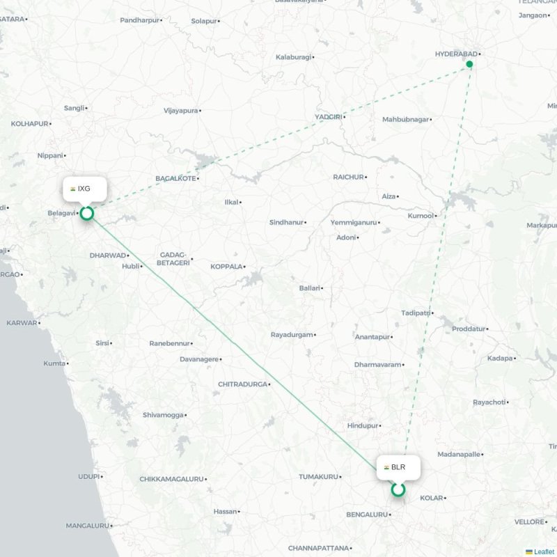 BLR - IXG route map