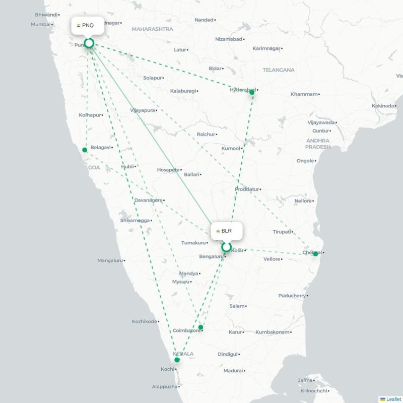 BLR - PNQ route map