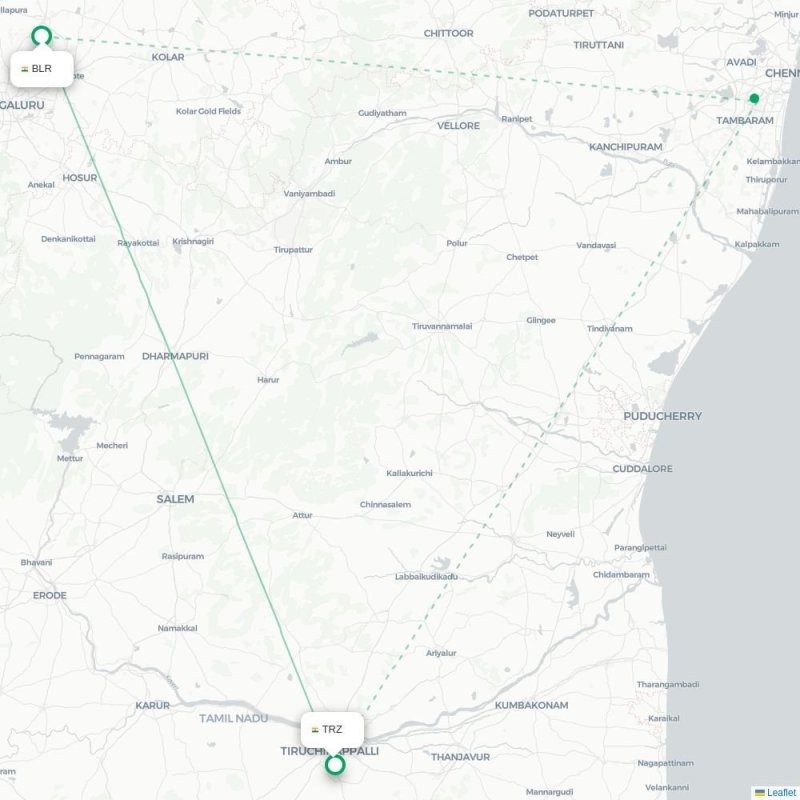 BLR - TRZ route map