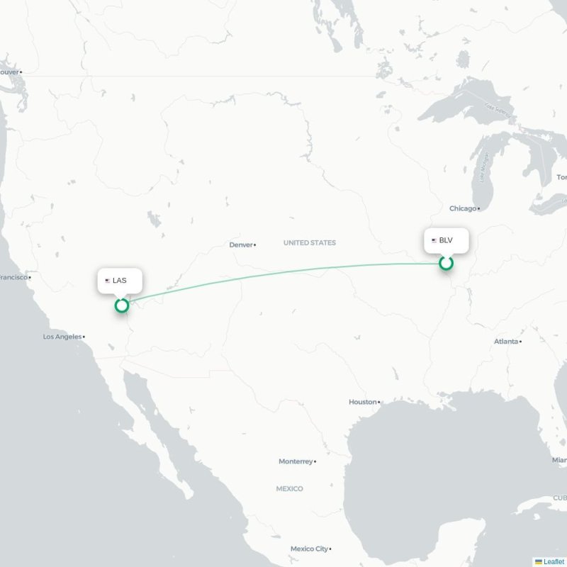 BLV - LAS route map