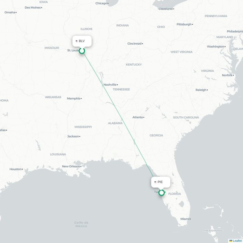 BLV - PIE route map
