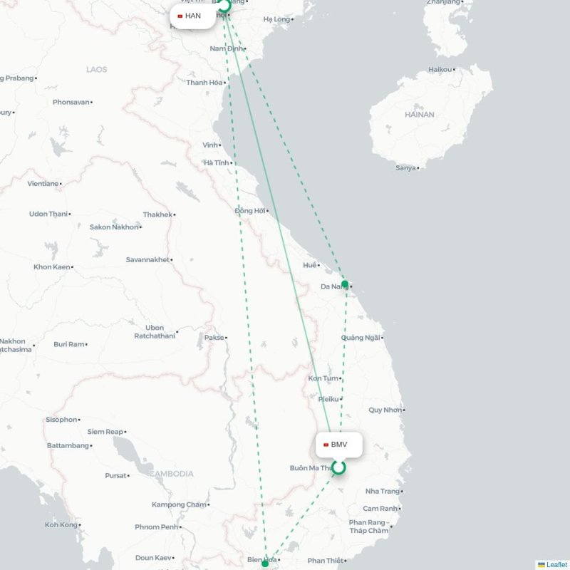 BMV - HAN route map