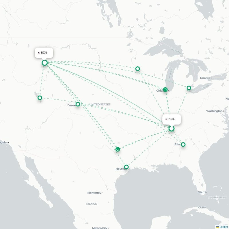 BNA - BZN route map