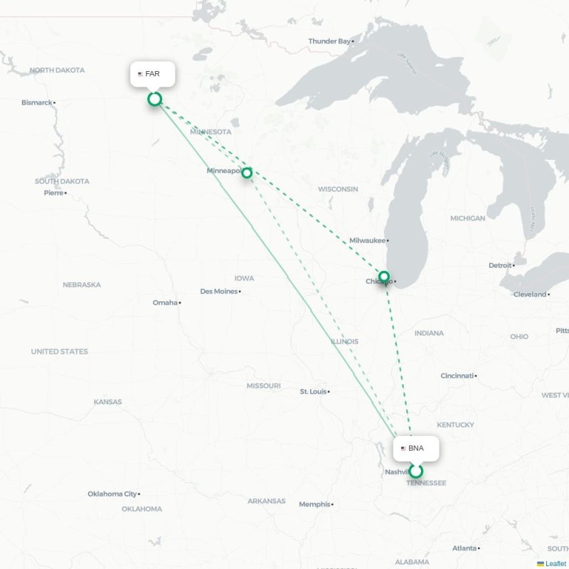 BNA - FAR route map