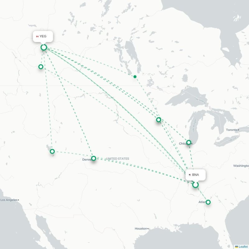 BNA - YEG route map