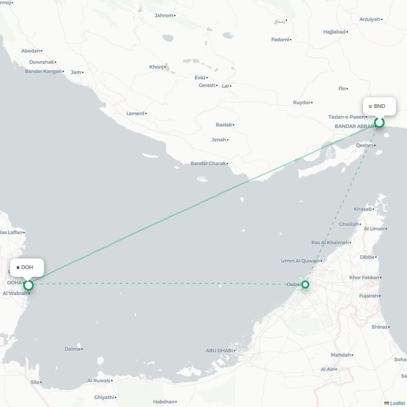 BND - DOH route map