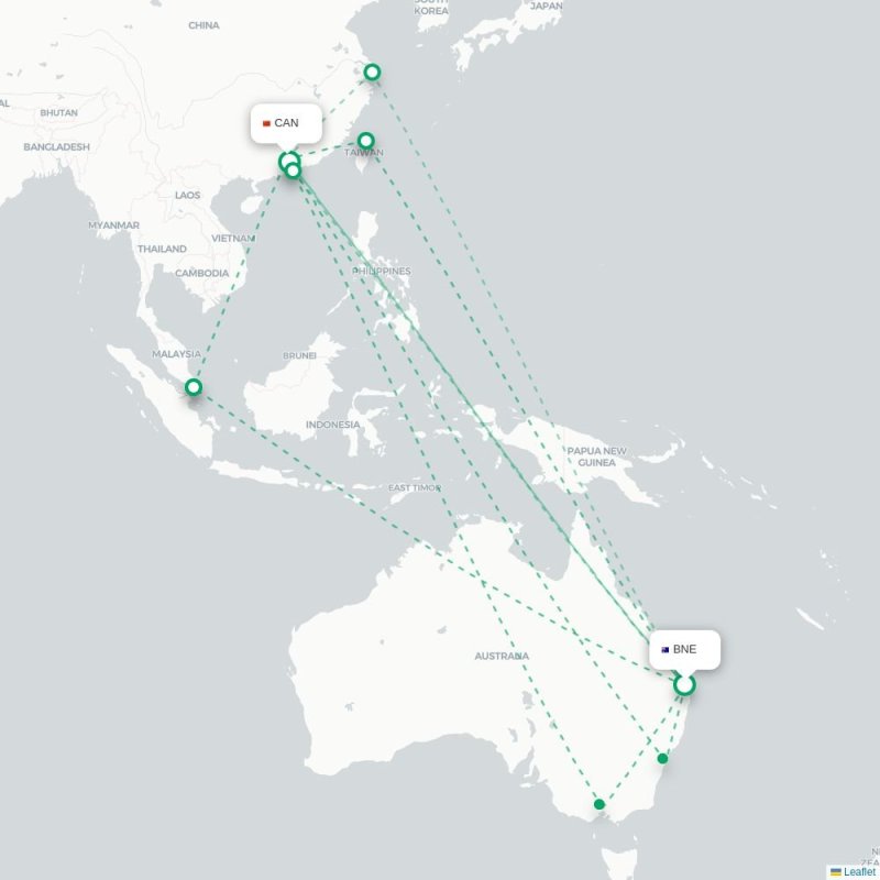 BNE - CAN route map