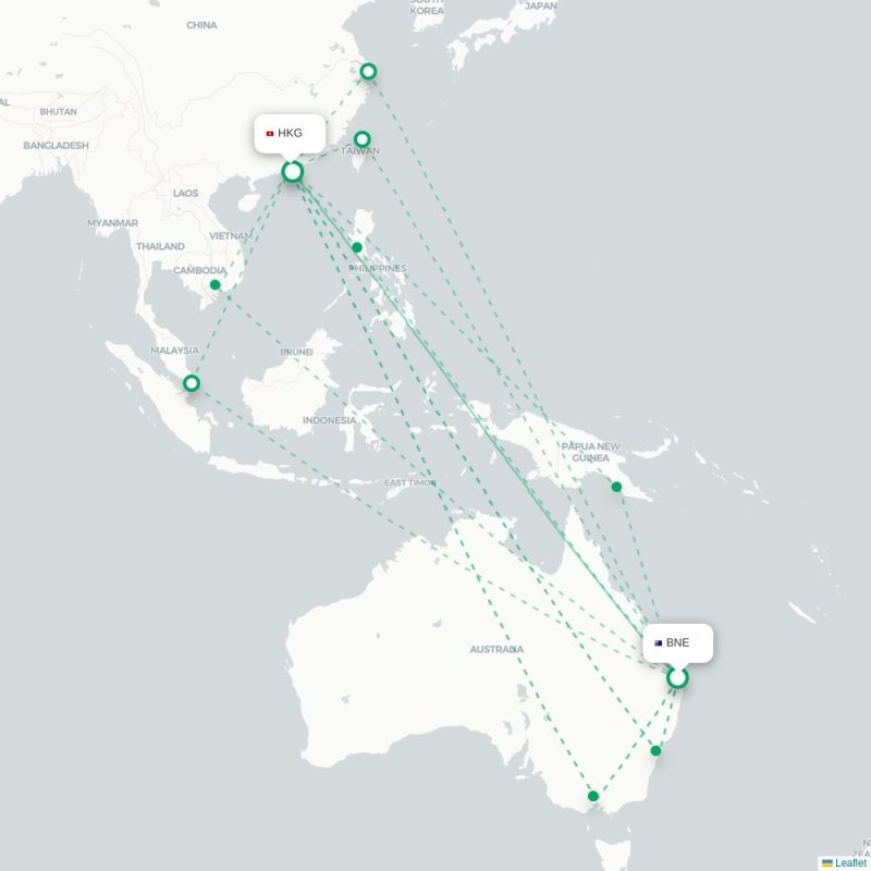 BNE - HKG route map