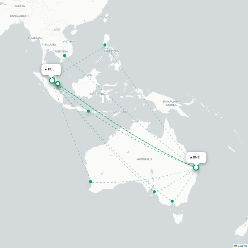 BNE - KUL route map