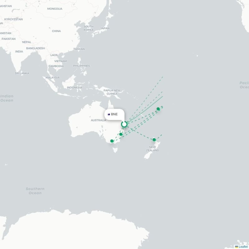 BNE - LAX route map
