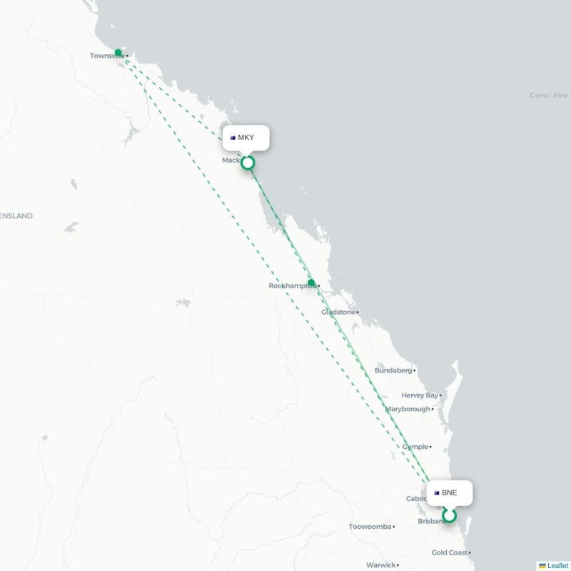 BNE - MKY route map
