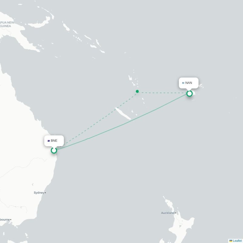 BNE - NAN route map
