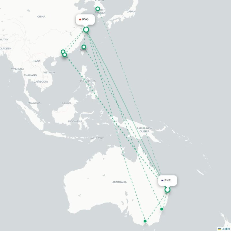 BNE - PVG route map