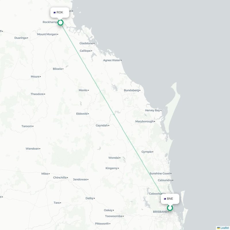 BNE - ROK route map