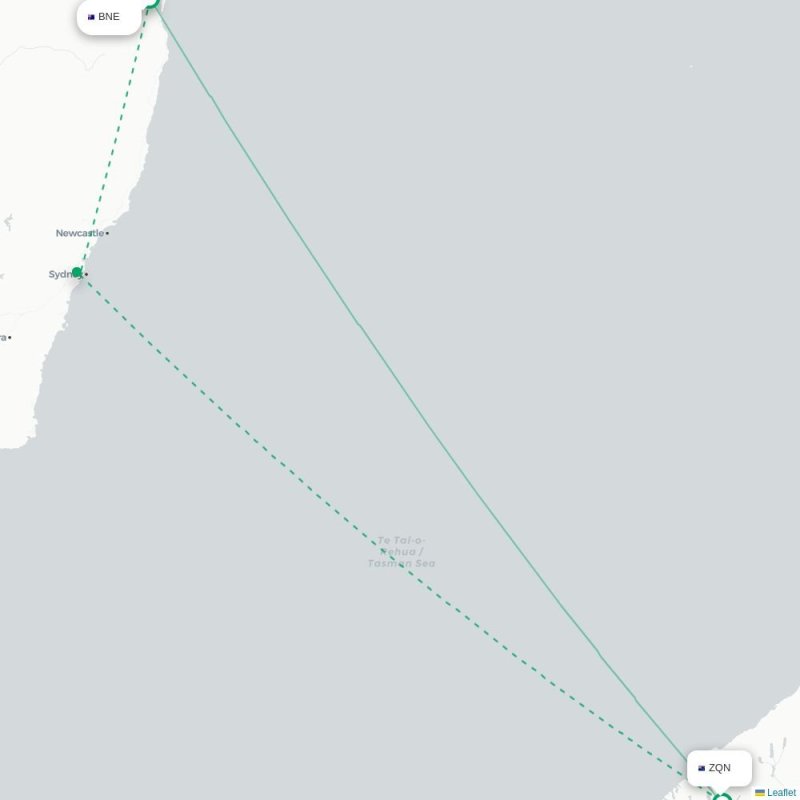 BNE - ZQN route map