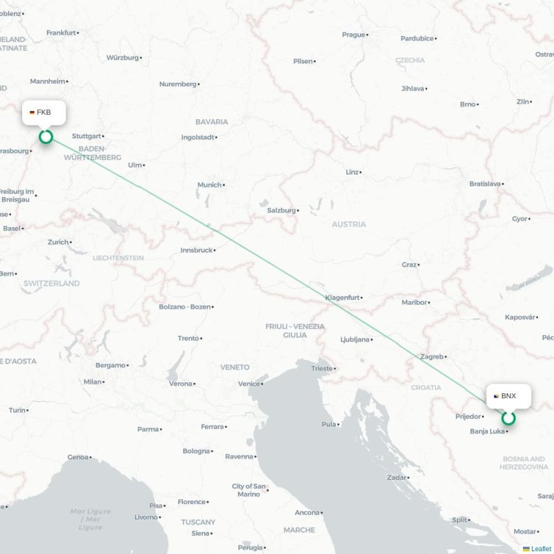 BNX - FKB route map