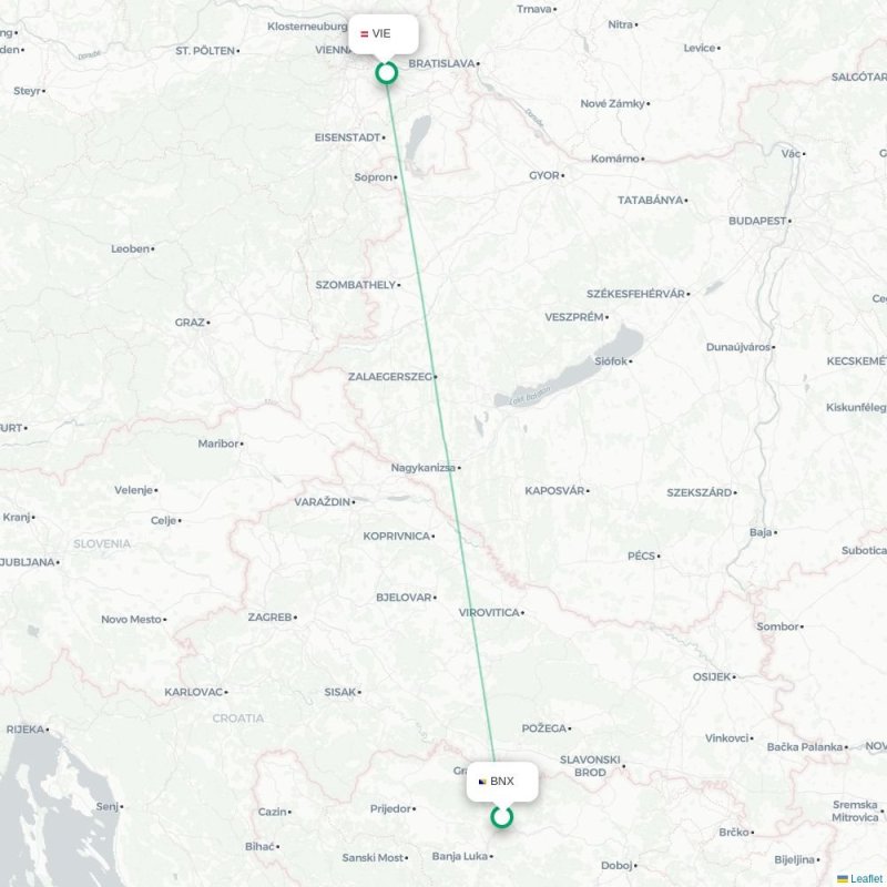 BNX - VIE route map