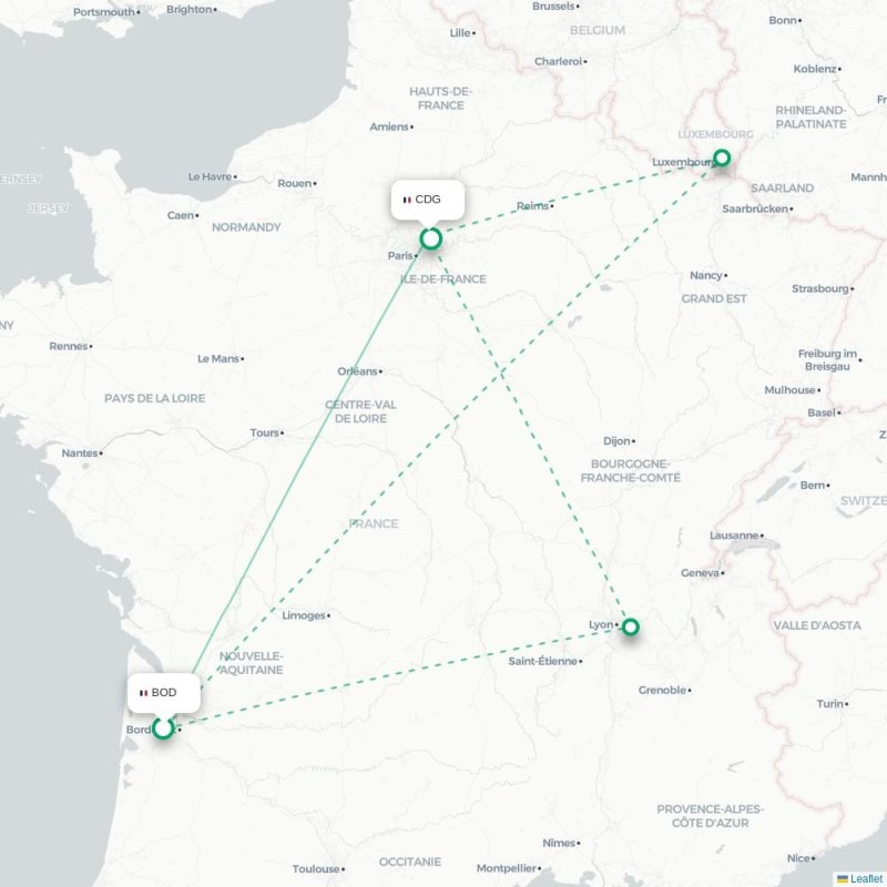 BOD - CDG route map