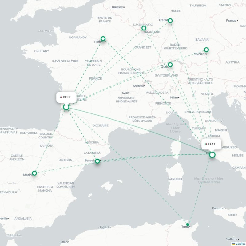BOD - FCO route map