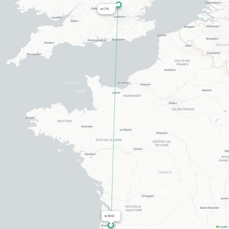 BOD - LTN route map