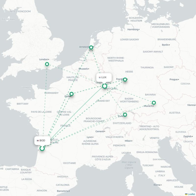 BOD - LUX route map