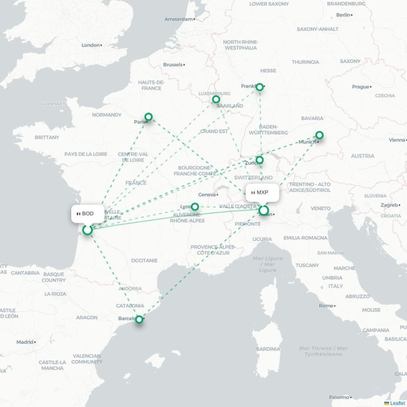BOD - MXP route map