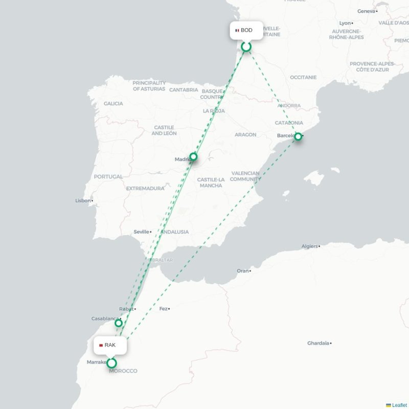 BOD - RAK route map