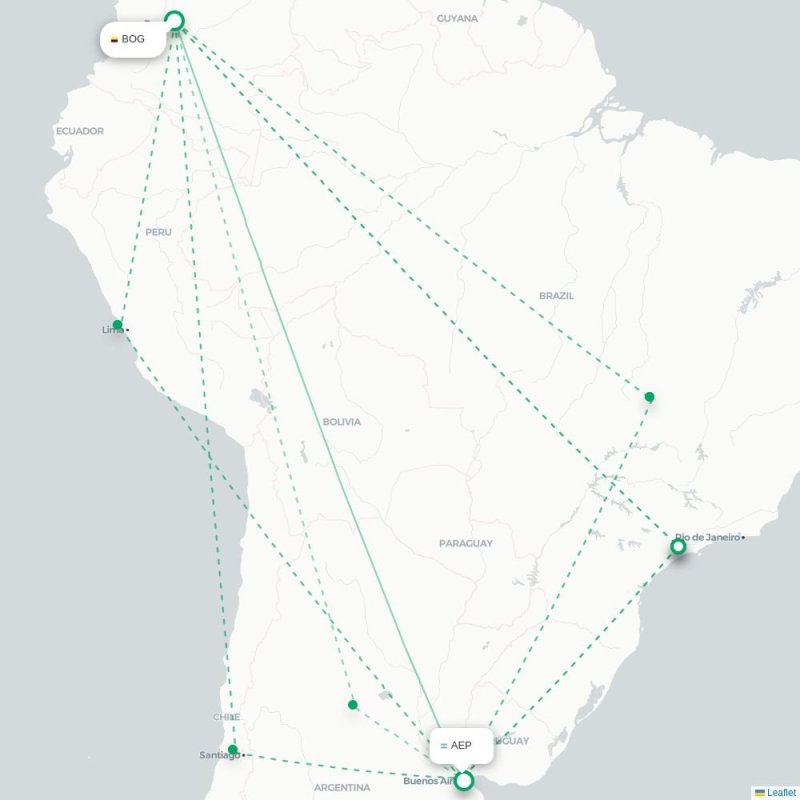 BOG - AEP route map