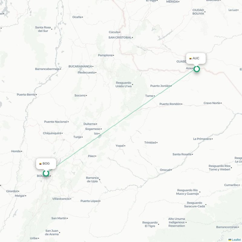 BOG - AUC route map