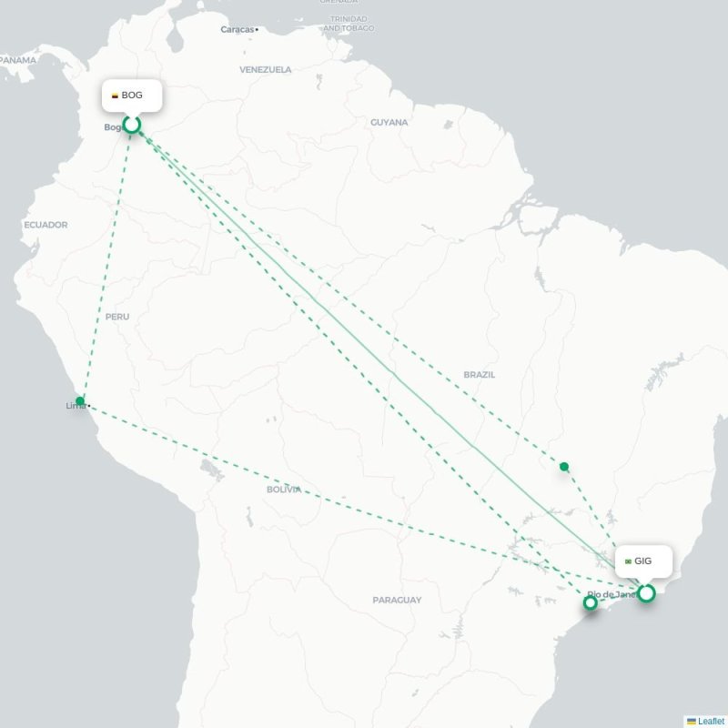 BOG - GIG route map