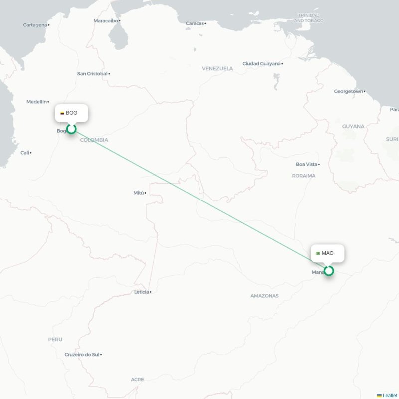 BOG - MAO route map
