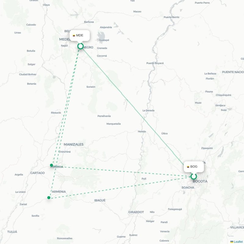 BOG - MDE route map