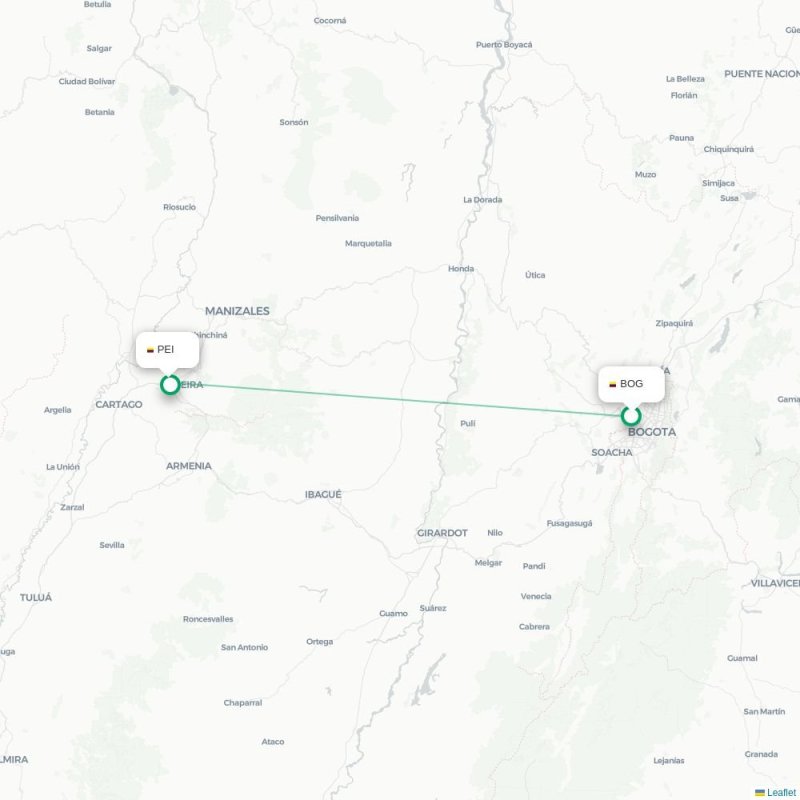 BOG - PEI route map