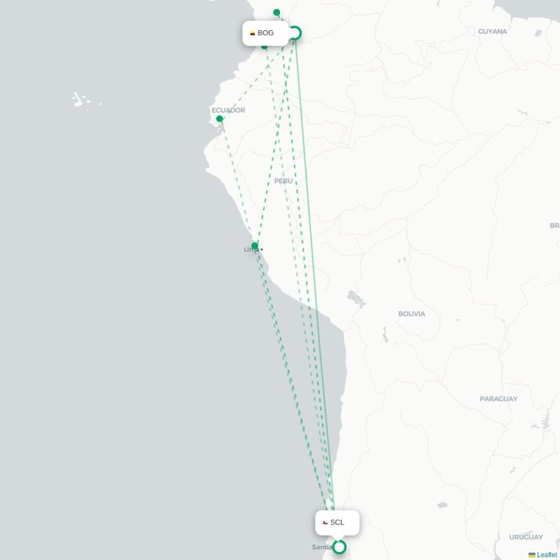 BOG - SCL route map