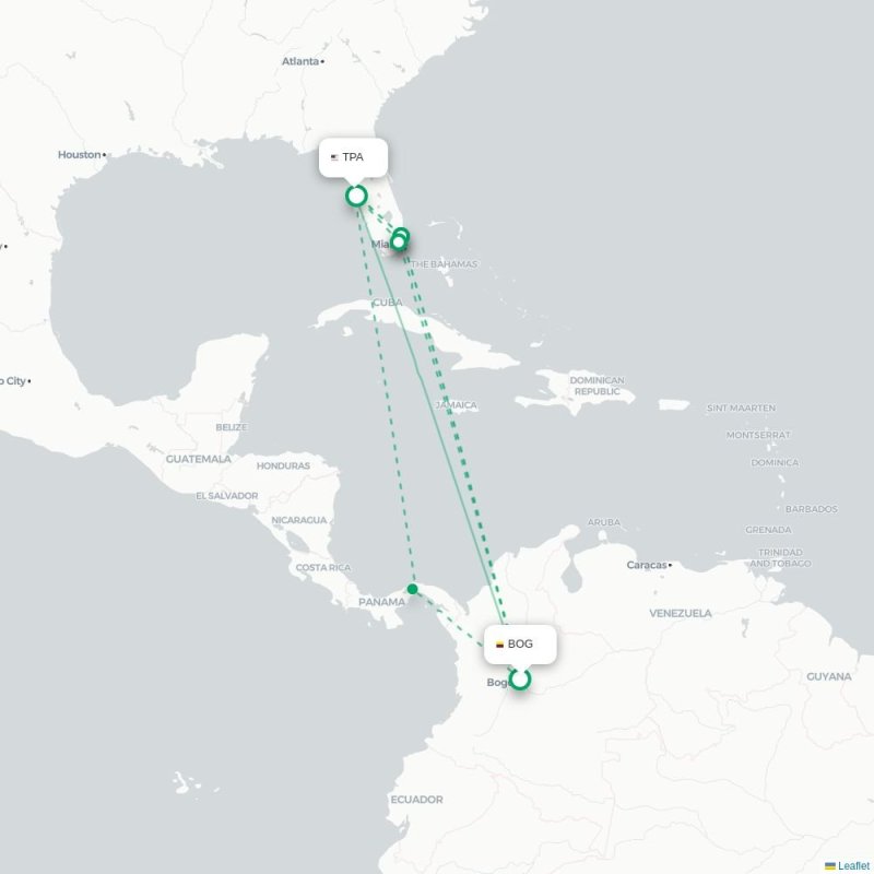 BOG - TPA route map