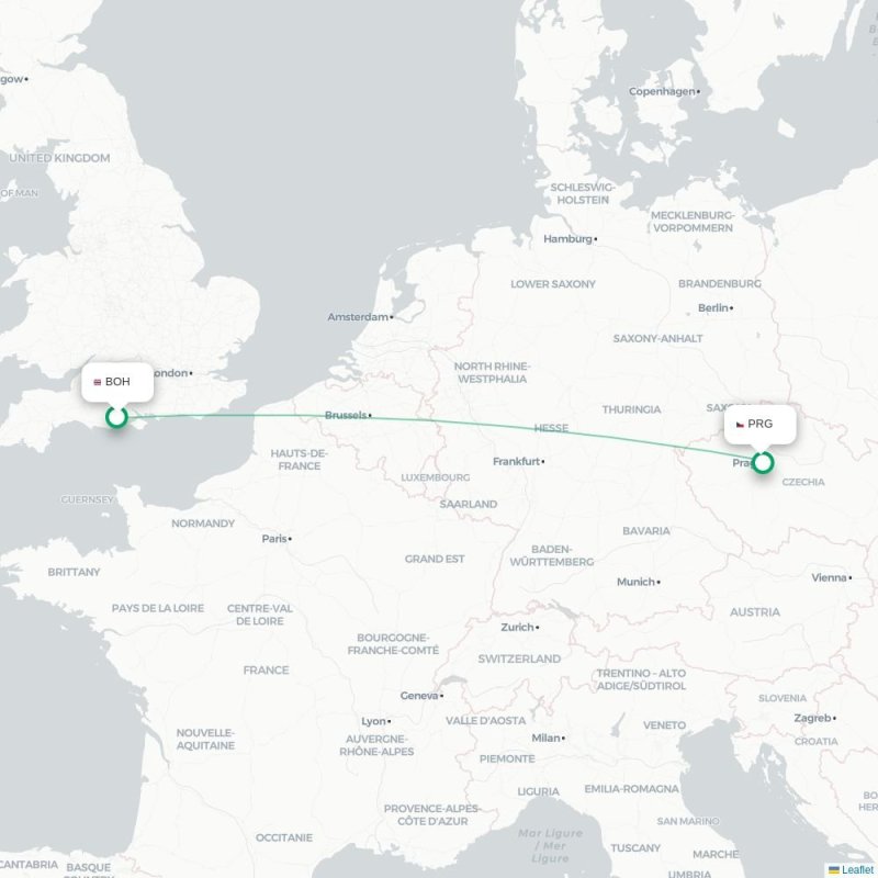 BOH - PRG route map