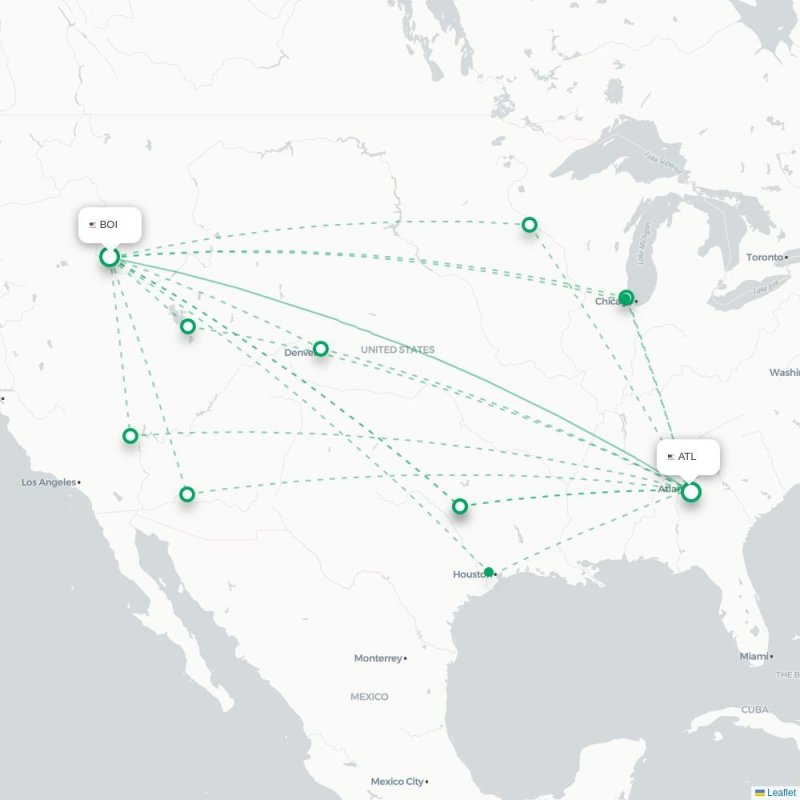 BOI - ATL route map