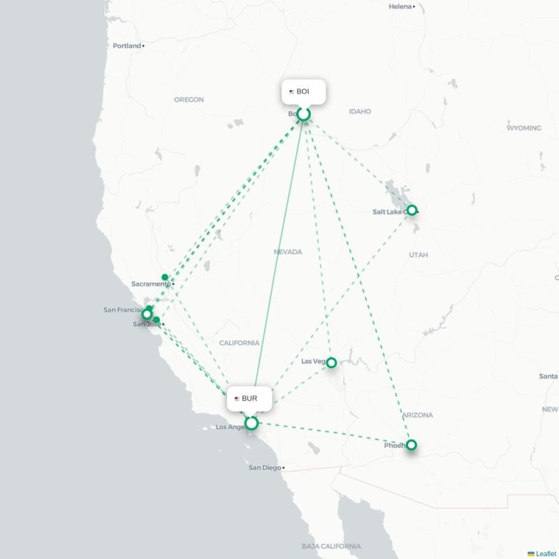 BOI - BUR route map