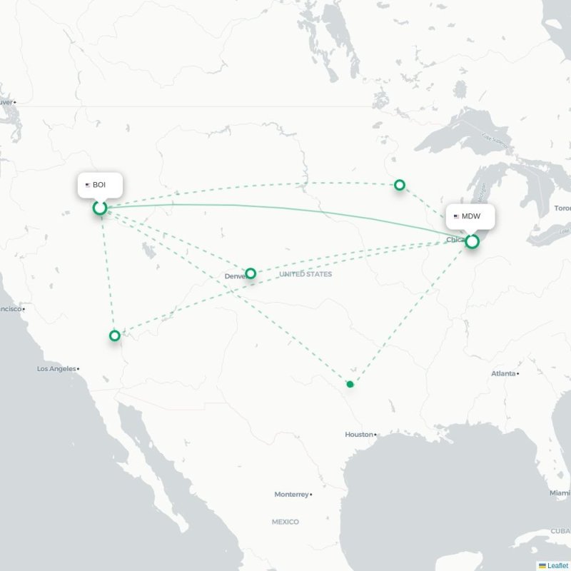 BOI - MDW route map