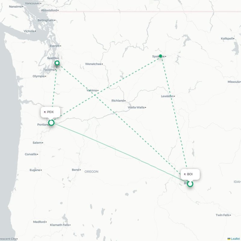 BOI - PDX route map