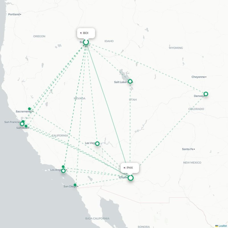 BOI - PHX route map