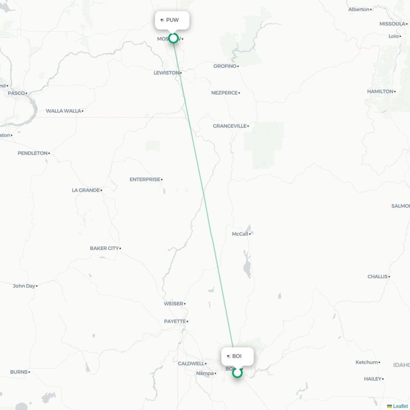 BOI - PUW route map